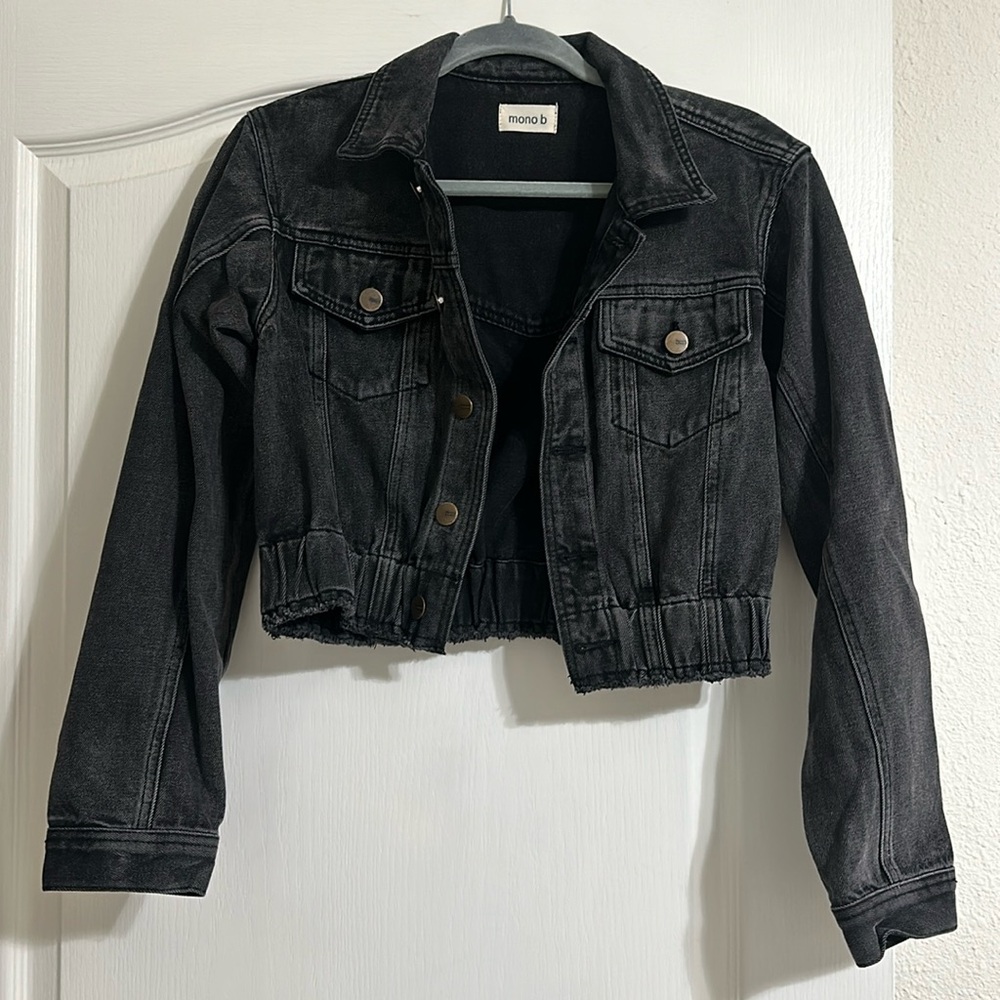 Cropped Black Denim Jacket
